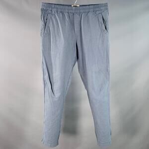 FOLK Size L Blue Grey Linen Cotton Tapered Drawstring Casual Pants